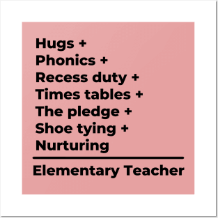 Elementary Teacher Equation - black text Posters and Art